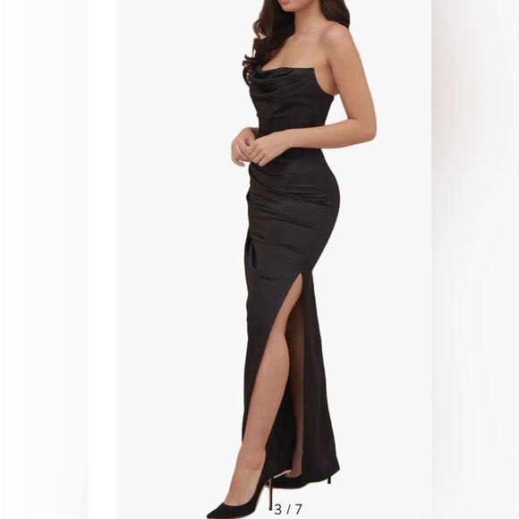 House of CB Adrienne Satin Strapless Gown - Picture 3 of 4